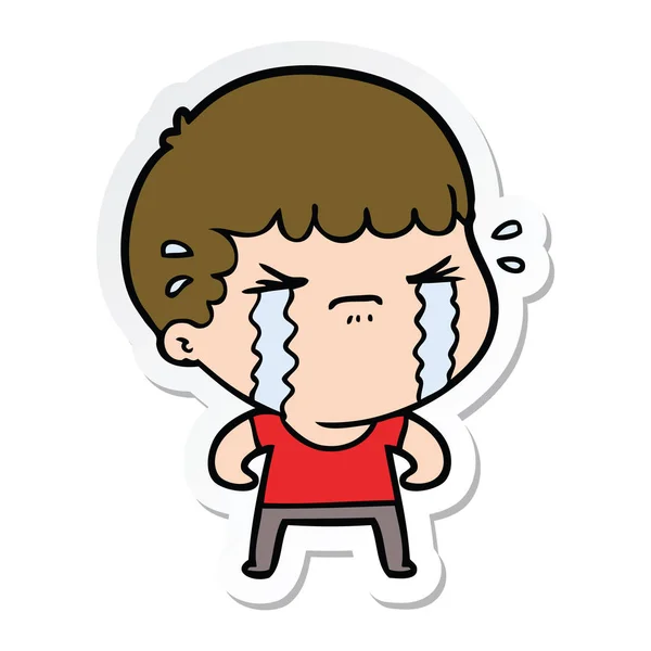 Sticker Cartoon Man Crying — Stock Vector