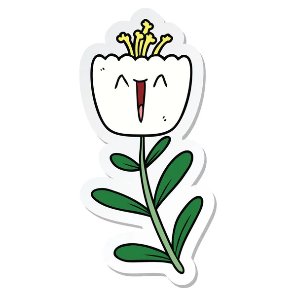 Etiket Bir Mutlu Karikatür Çiçek — Stok Vektör