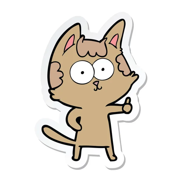 Pegatina Gato Dibujos Animados Feliz — Vector de stock