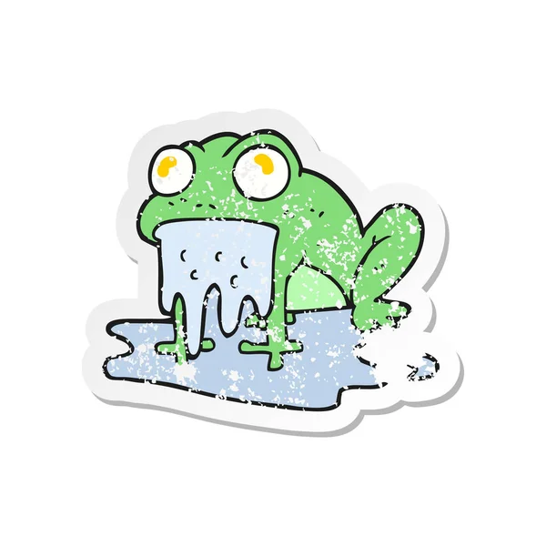 Retro distressed sticker of a cartoon gross little frog — Stock Vector