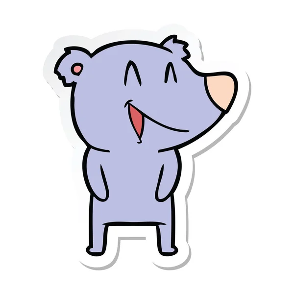 Sticker of a laughing bear cartoon — Stock Vector