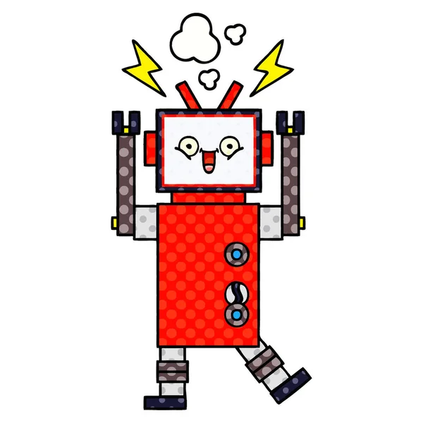 漫画书风格卡通机器人 — 图库矢量图片