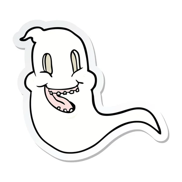 Sticker Van Een Cartoon Griezelig Spook — Stockvector