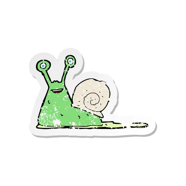 卡通蜗牛的复古苦恼贴纸 — 图库矢量图片