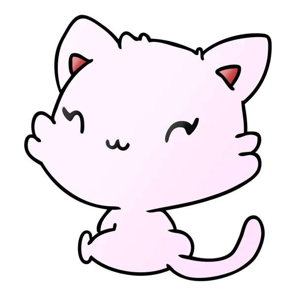 Kleurovergang cartoon van schattige kawaii kitten — Stockvector
