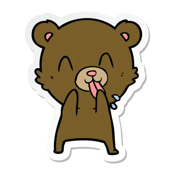 Sticker Rude Cartoon Bear — Stock Vector