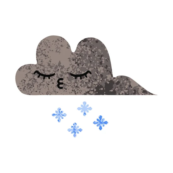 Desenho Animado Estilo Ilustração Retro Uma Nuvem Neve Tempestade —  Vetores de Stock