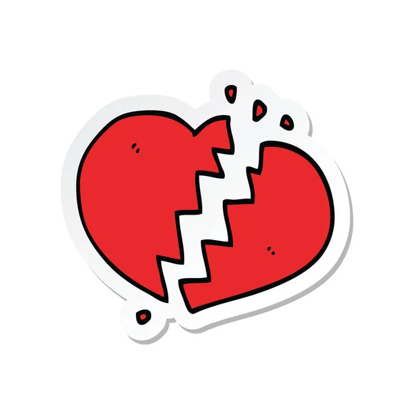 Etiqueta de um desenho animado coração partido — Vetor de Stock