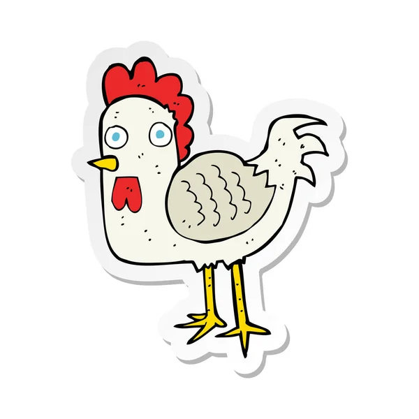 Sticker of a cartoon chicken — Stock Vector