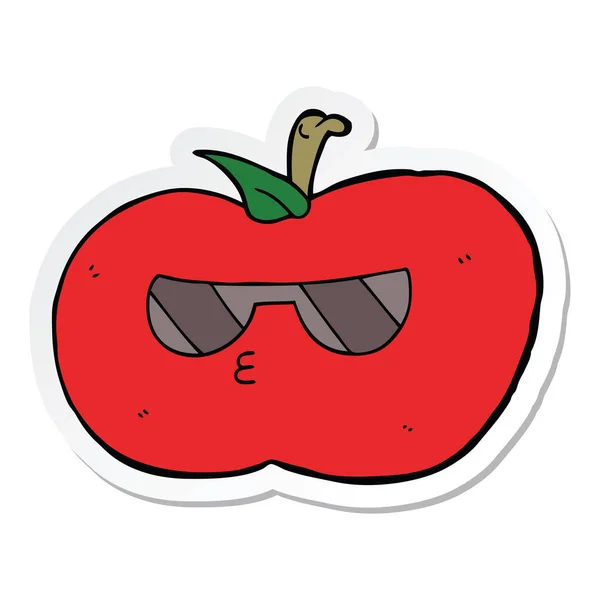 Pegatina Una Manzana Fresca Dibujos Animados — Vector de stock