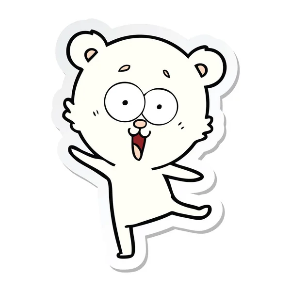 Sticker of a laughing teddy  bear cartoon — Stock Vector