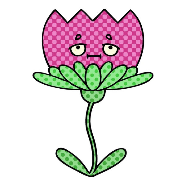 Bande Dessinée Style Dessin Animé Une Fleur — Image vectorielle