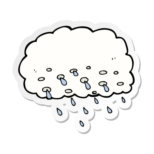 Pegatina de una nube de lluvia de dibujos animados — Vector de stock