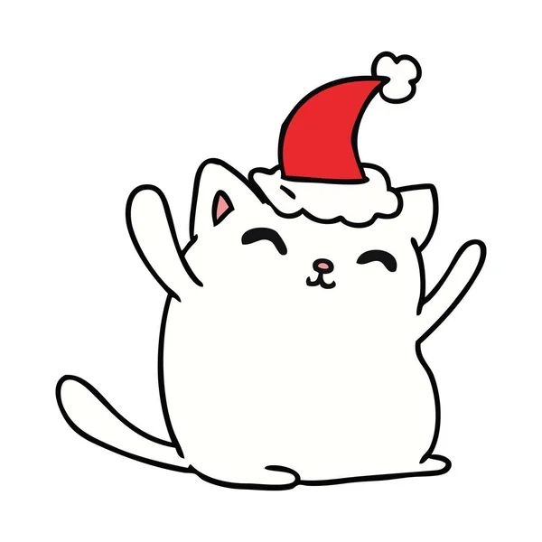 Karácsonyi rajzfilm kawaii macska — Stock Vector