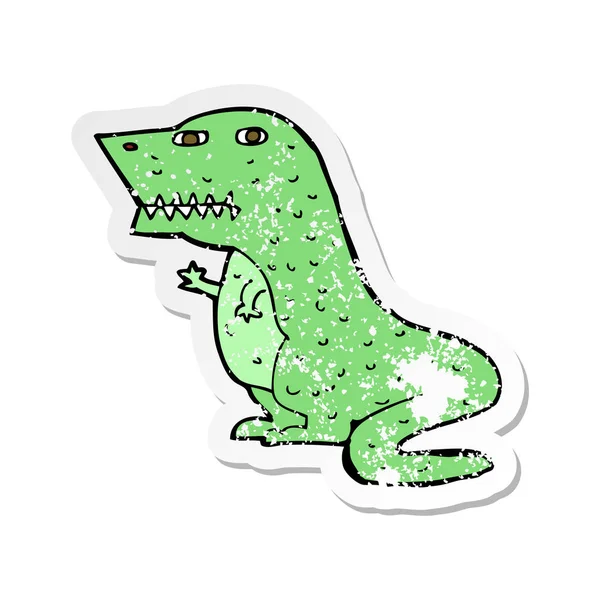 Retro Sticker Eines Cartoon Dinosauriers — Stockvektor