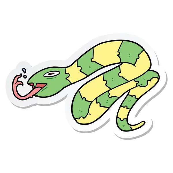 Klistermärke Tecknad Väsande Ormen — Stock vektor