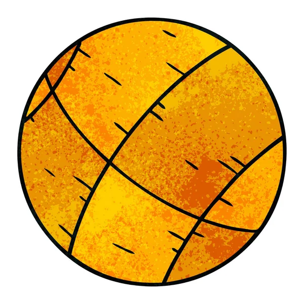 Handritad Texturerat Tecknad Doodle Basketboll — Stock vektor