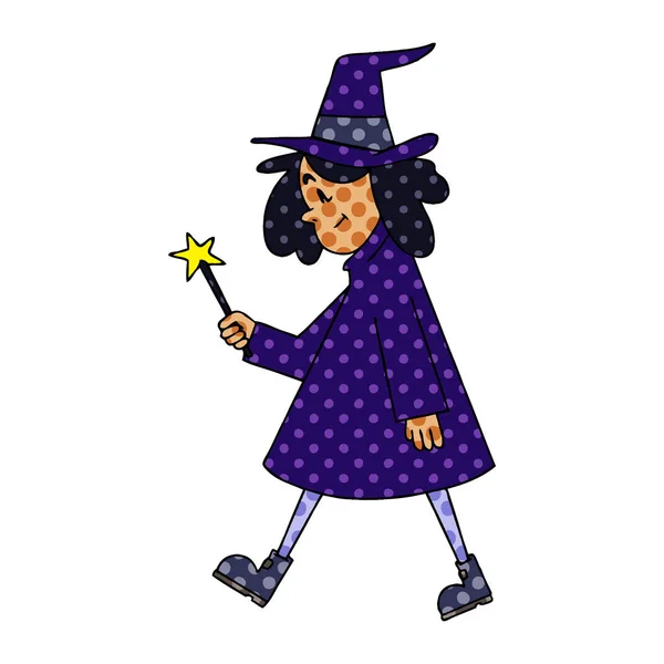 Comic Book Style Quirky Cartoon Witch — Stock Vector