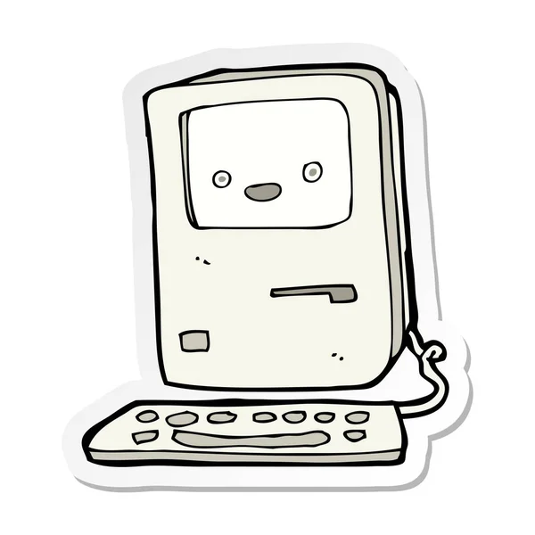 Sticker of a cartoon old computer — Stock Vector