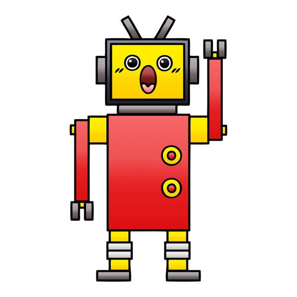 Gradient Grijs Cartoon Van Een Robot — Stockvector