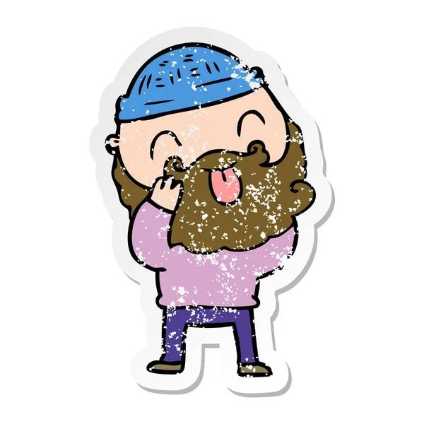 dilini sakallı bir adamın sıkıntılı etiket