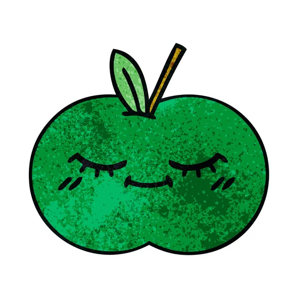 Retro Grunge Texture Cartoon Juicy Apple — Stock Vector