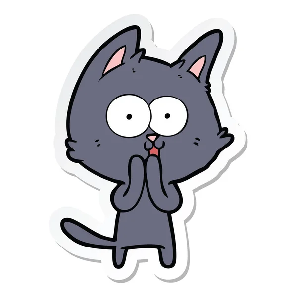 Etiket bir komik karikatür kedi — Stok Vektör