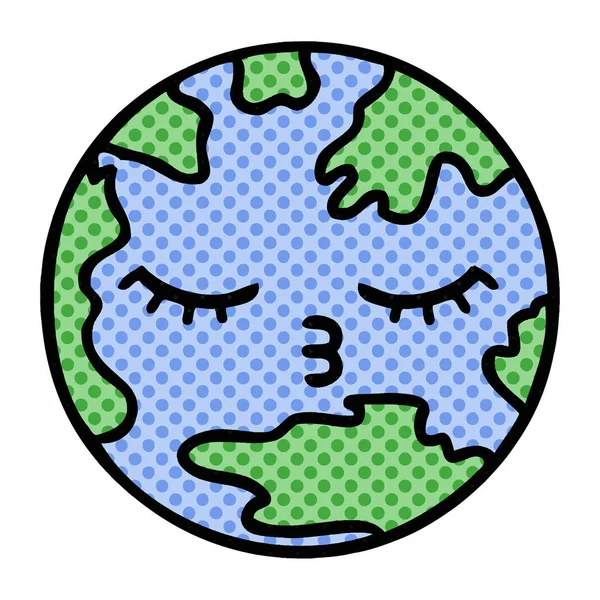 Comic-Stil Cartoon Planet Erde — Stockvektor