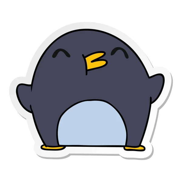 Klistermärke cartoon söt kawaii glad pingvin — Stock vektor