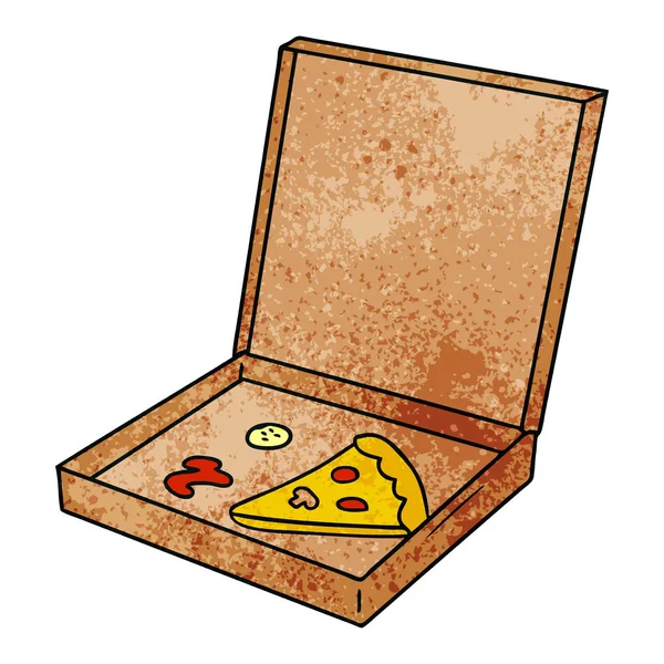Texturat desen animat doodle de o felie de pizza — Vector de stoc