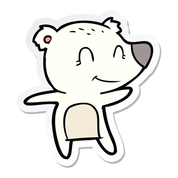 Adesivo Cartone Animato Sorridente Orso Polare — Vettoriale Stock