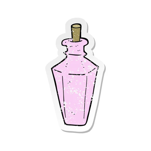 Retro noodlijdende sticker van een cartoon parfum parfumfles — Stockvector