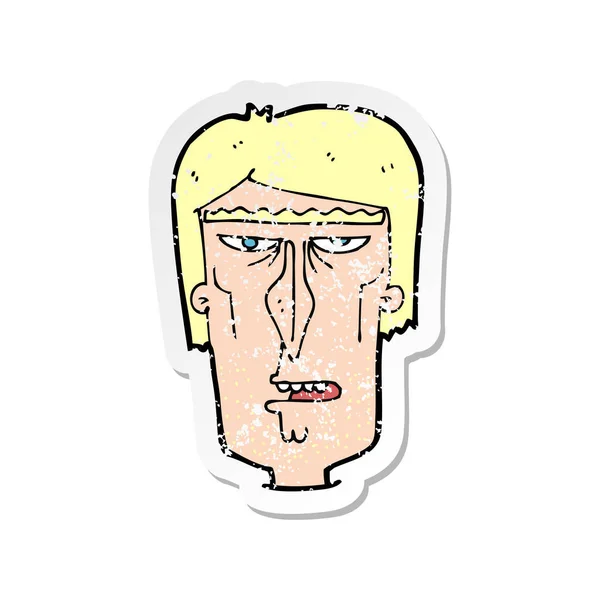 レトロな不良漫画の怒った顔のステッカー — ストックベクタ