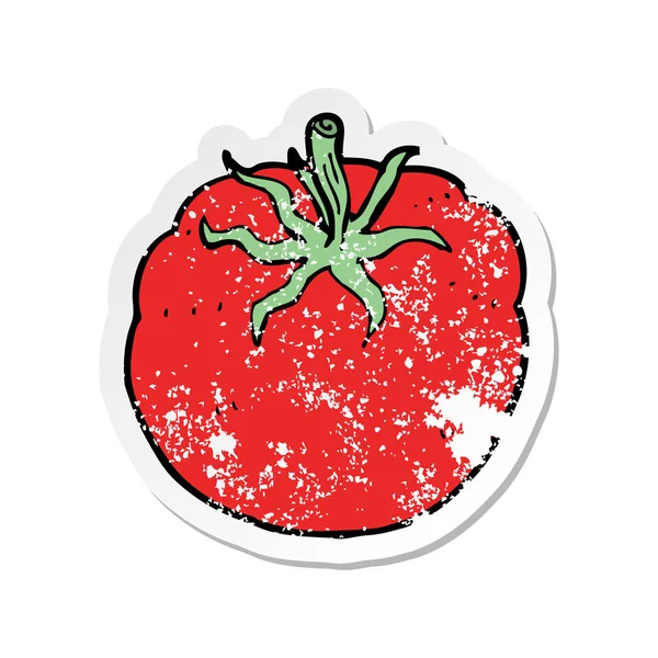 Etiqueta Angustiada Retro Tomate Desenho Animado — Vetor de Stock