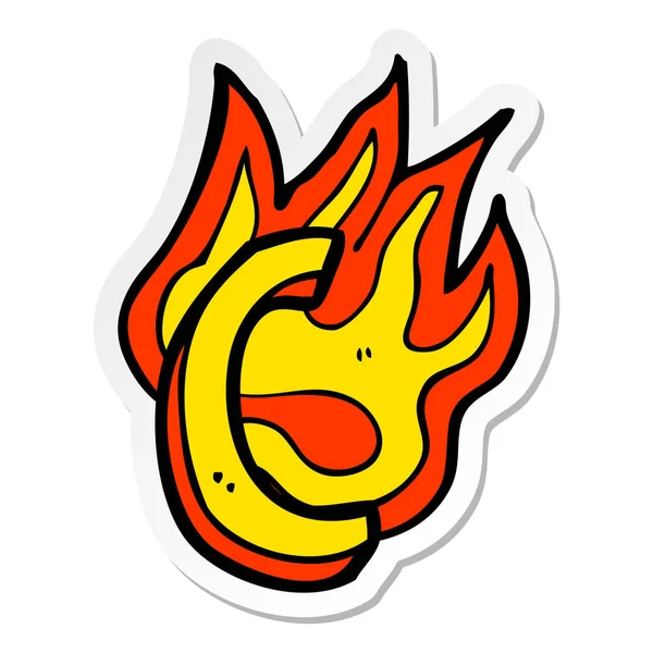 Sticker Cartoon Flaming Letter — Stock Vector