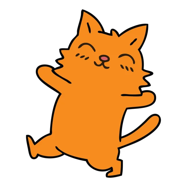 Mão Desenhado Peculiar Desenho Animado Gato —  Vetores de Stock