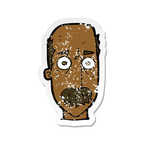 Ретро стресова наклейка мультиплікаційного чоловіка з вусами — стоковий вектор