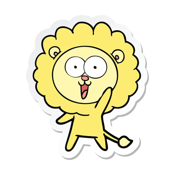 Pegatina de un león de dibujos animados feliz — Vector de stock