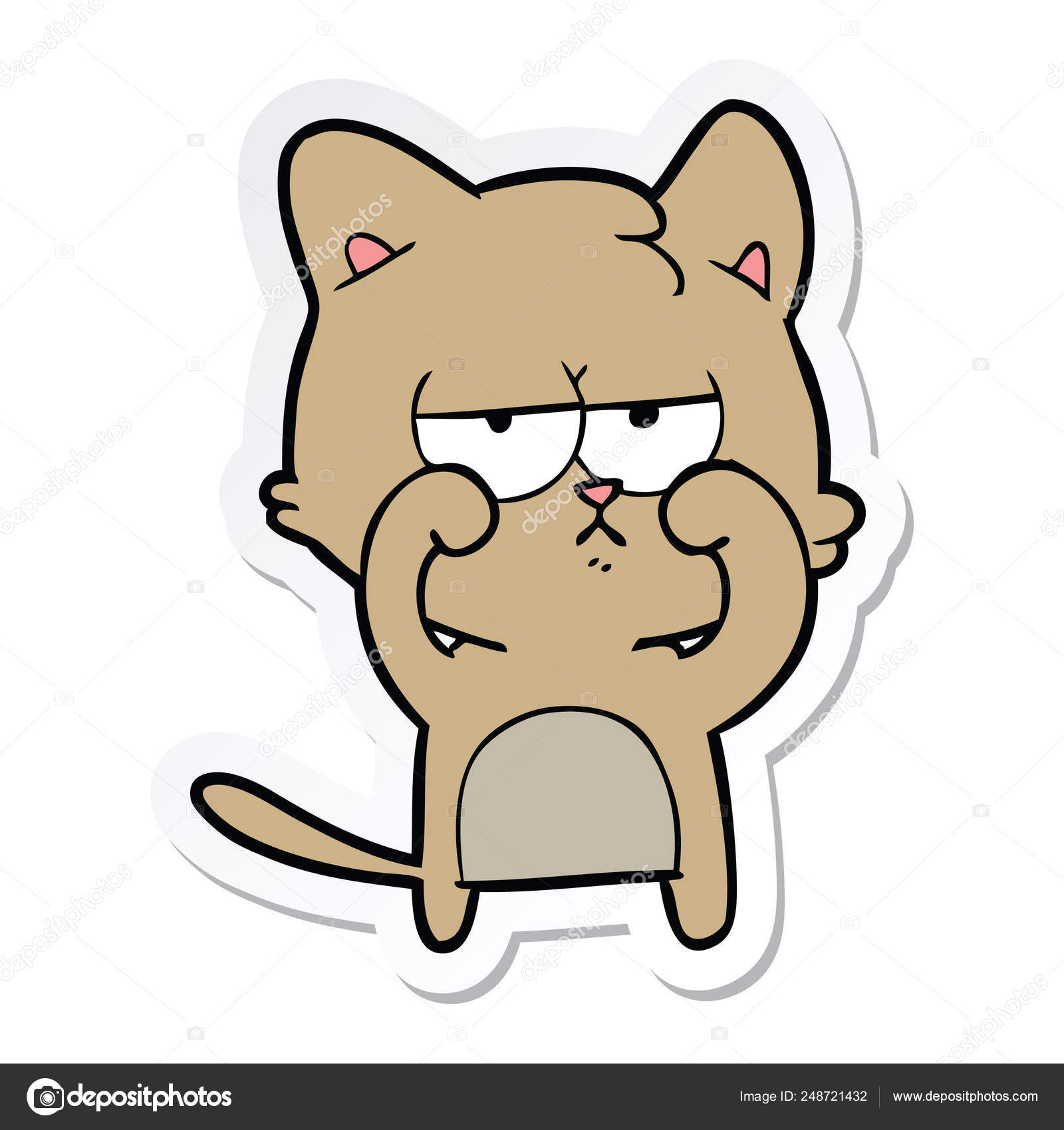 Autocollant Chat Dessin Anime Fatigue Frottant Les Yeux Image Vectorielle Lineartestpilot C 248721432