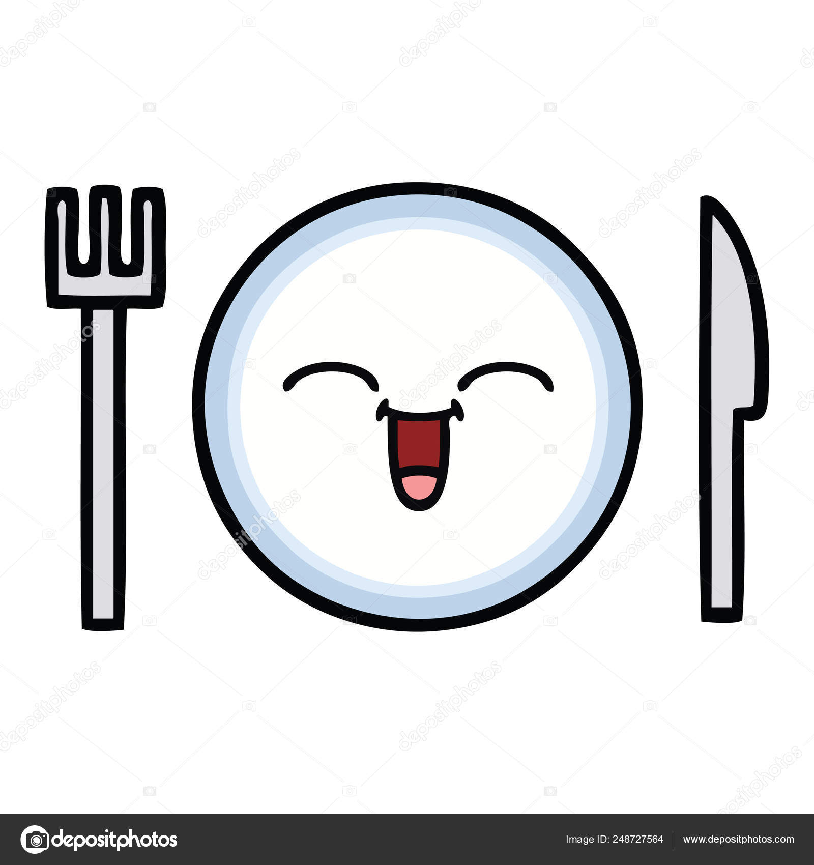 Cute Cartoon Dinner Plate Stock Vector Image by ©lineartestpilot #248727564