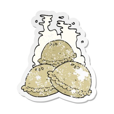 Retro sıkıntılı etiket bir çizgi film sıcak börek