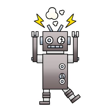 Hatalı çalışan bir robot degrade gölgeli çizgi film