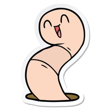 bir karikatür mutlu solucanın etiket