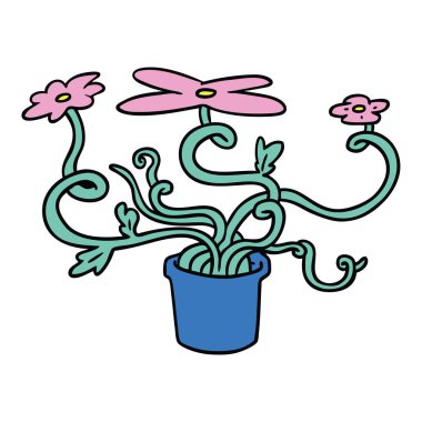 çizgi film doodle bir çiçek bitki