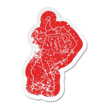 çizgi film sıkıntılı etiket sa giyen bir şempanze tırmalamak kafa