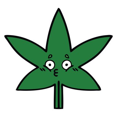 sevimli çizgi marihuana yaprağı