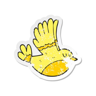 Retro sıkıntılı etiket kuş uçan bir karikatür