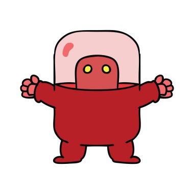 Takım elbiseli bir uzaylı karikatür doodle