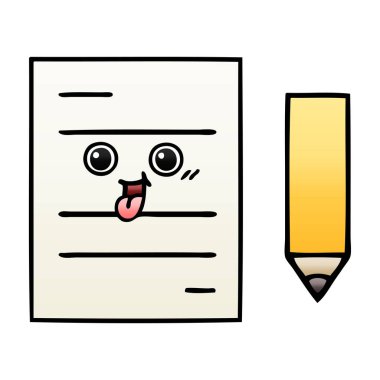 bir test kağıt degrade gölgeli çizgi film