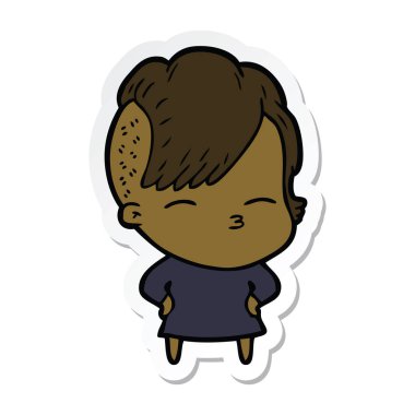 bir çizgi film kısma kız etiketi